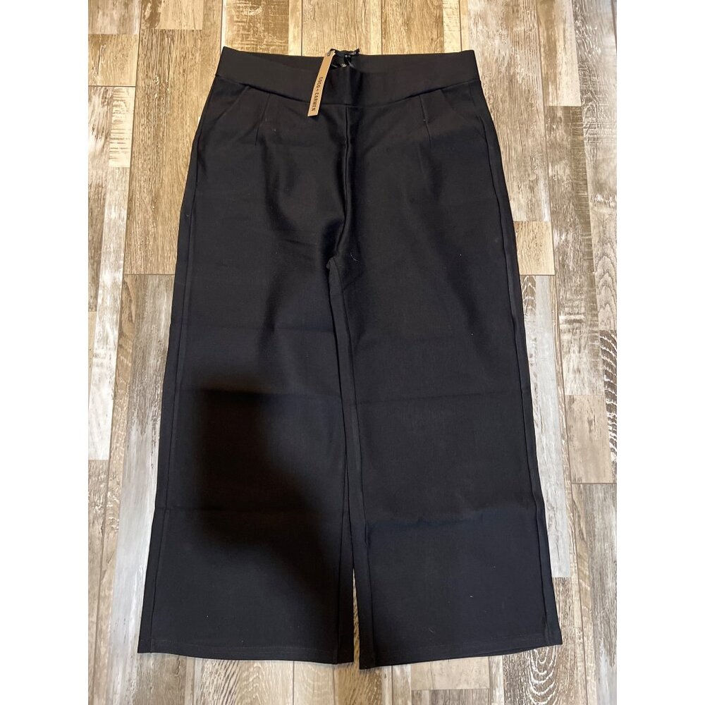 Coco + Carmen Womens Black Wide-Leg Pants L/XL High-Waist Stretch